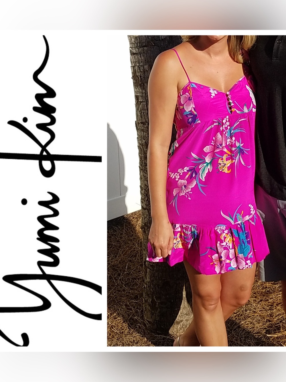 EXC! Yumi Kim Fuchsia Floral Silk Mini Dress size Medium